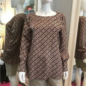 TORY BURCH Silk Geometric Print Blouse